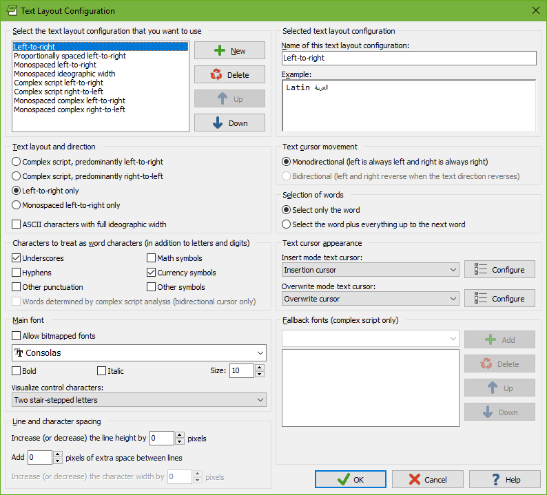 Text Layout Configuration