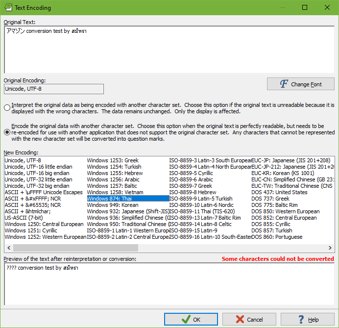 system text encoding utf8